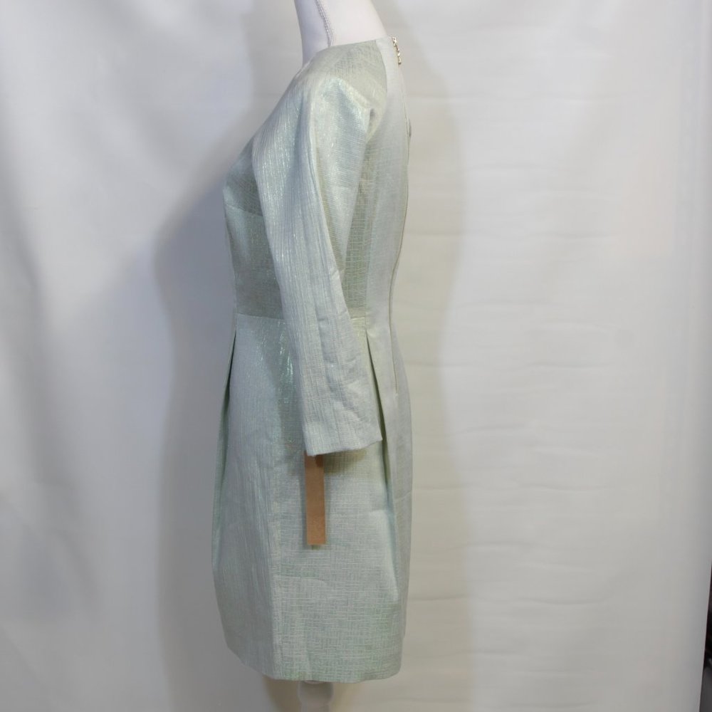 Rachel Roy Lime Green 3/4 Sleeve Shimmering Dress Size 6 - Picture 3 of 15